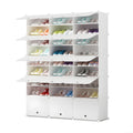 SOGA 9 Tier 3 Column White Shoe Rack Organizer Sneaker Footwear Storage Stackable Stand Cabinet Portable Wardrobe with Cover-0