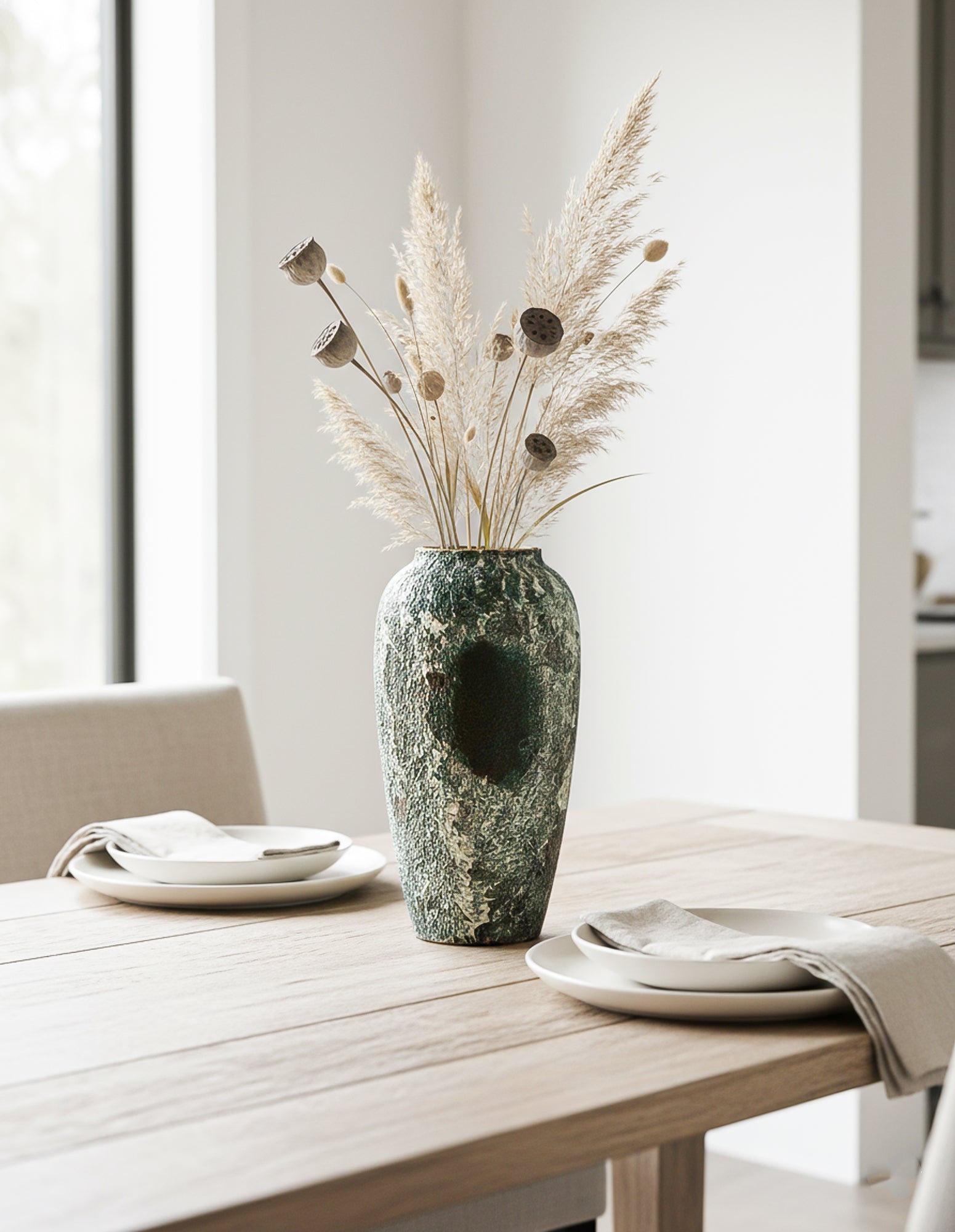 SOGA 35x17cm Green Large Ceramic Flower Vase Elegant Living Room Home Decor-3