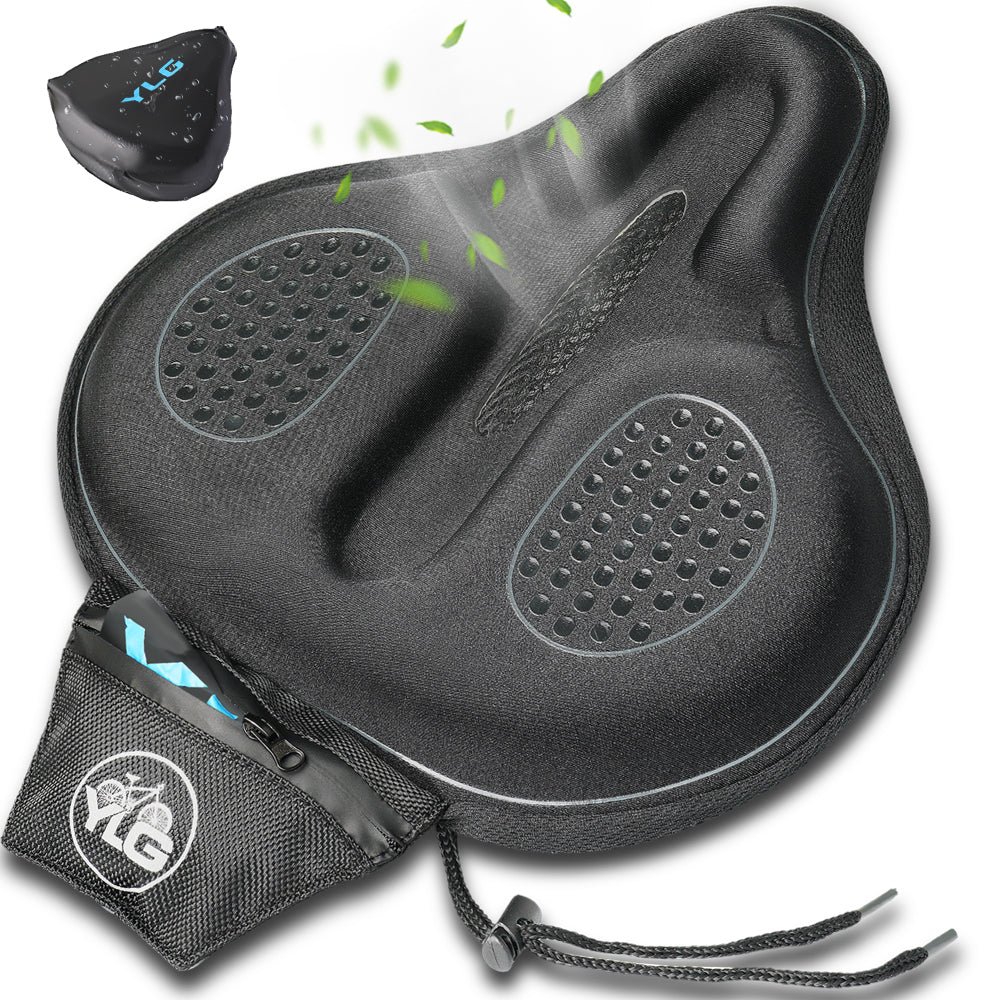 YCW 6, YLG Black Memory Foam Bike Seat Cover - 11.8 x 11 Inches-0