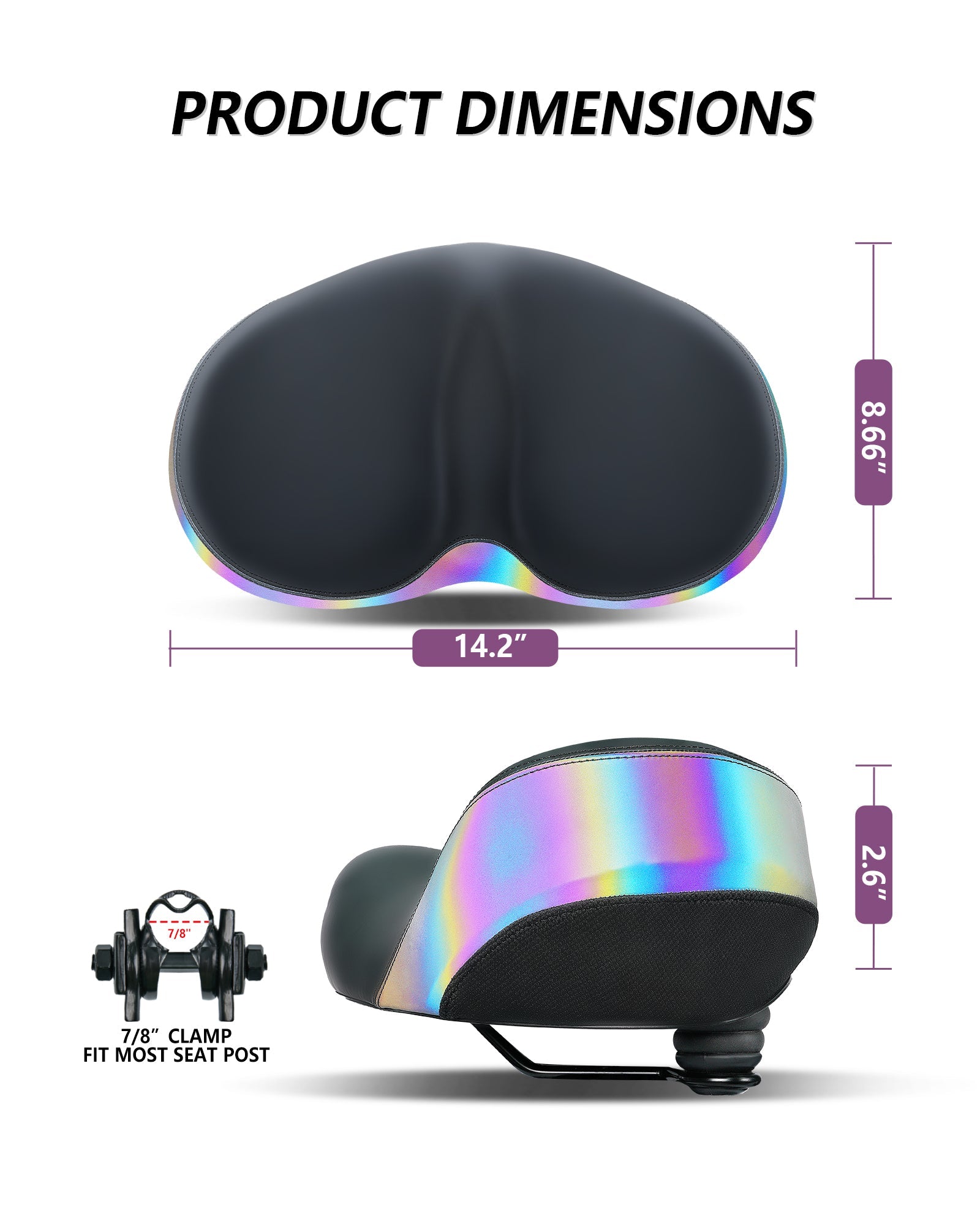 YN 4, Rainbow Noseless XL Plus Bike Seat-1