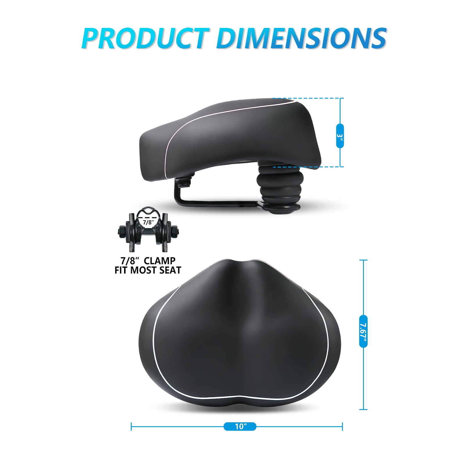 YN 5, Noseless Bike Seat for Men Women, IPX7 Waterproof, White Line-2