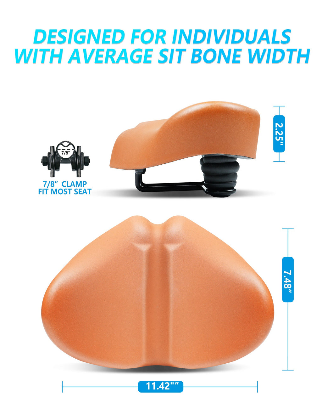 YN 8, Noseless L Bike Seat for Men Women, IPX7 Waterproof, Brown-1
