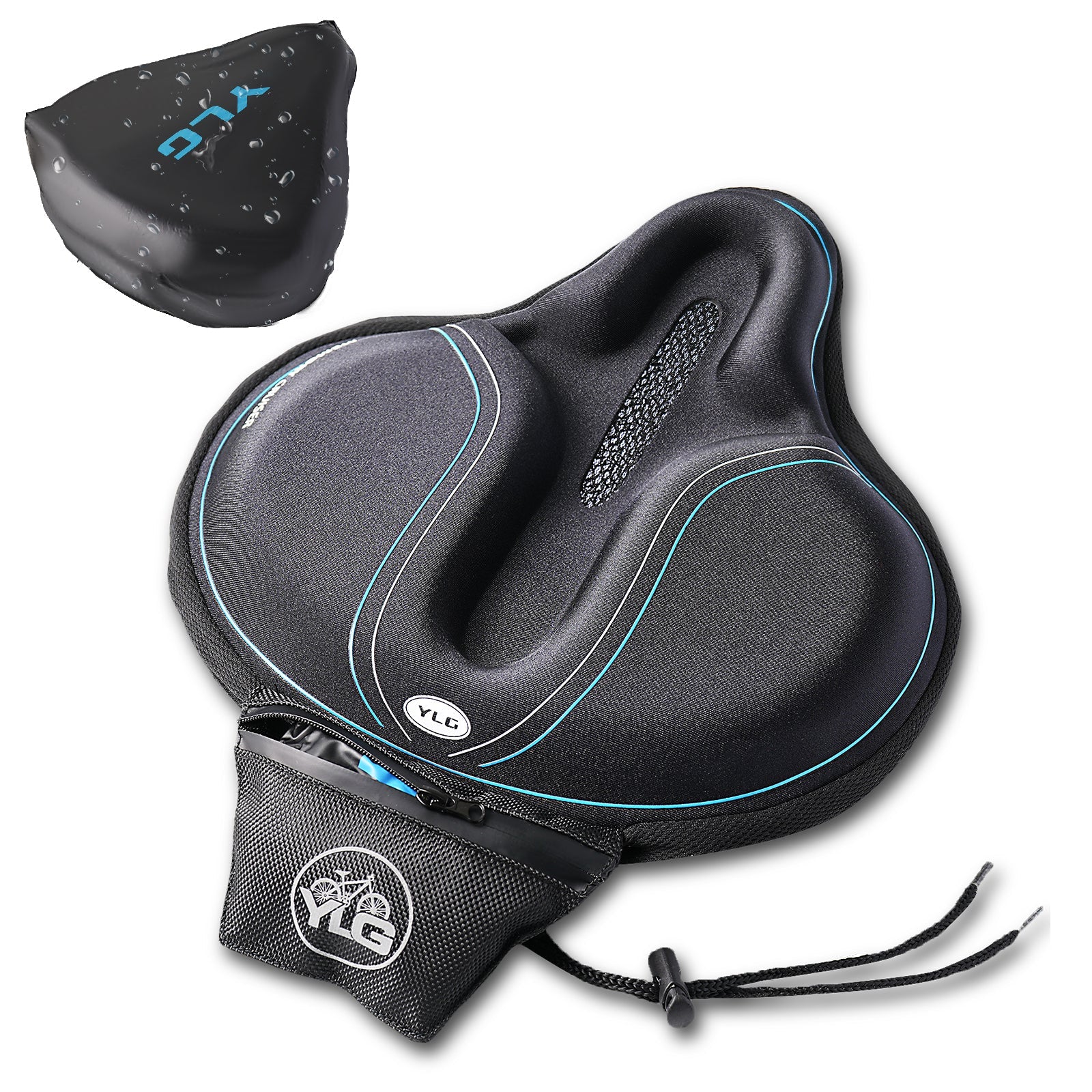YCW 3, YLG Memory Foam Bike Seat Cover 11.8*11 in for Cycling Saddle-0