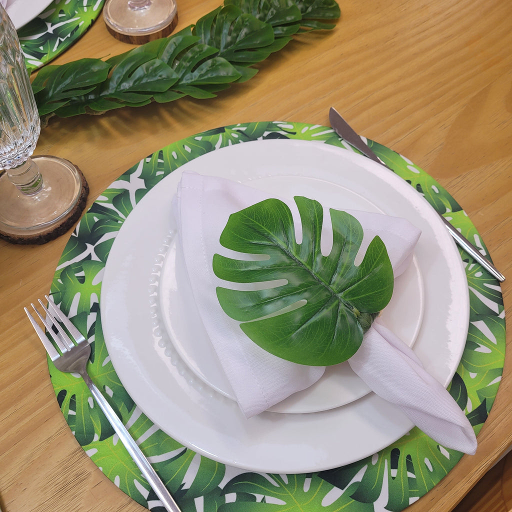 Wholesale Box of 30 PACK Green Monstera Leaf Napkin Rings with 6 Pcs (Kraft Stand Up Pouches) for store, bakery, market, winery-4