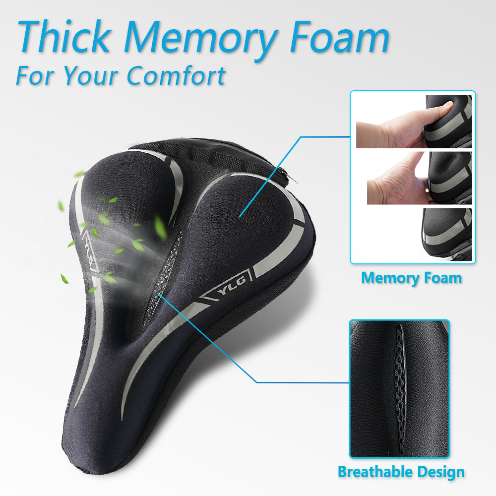 YC 7, YLG Silver White Memory Foam Bike seat Cover  11" x 7" White-2