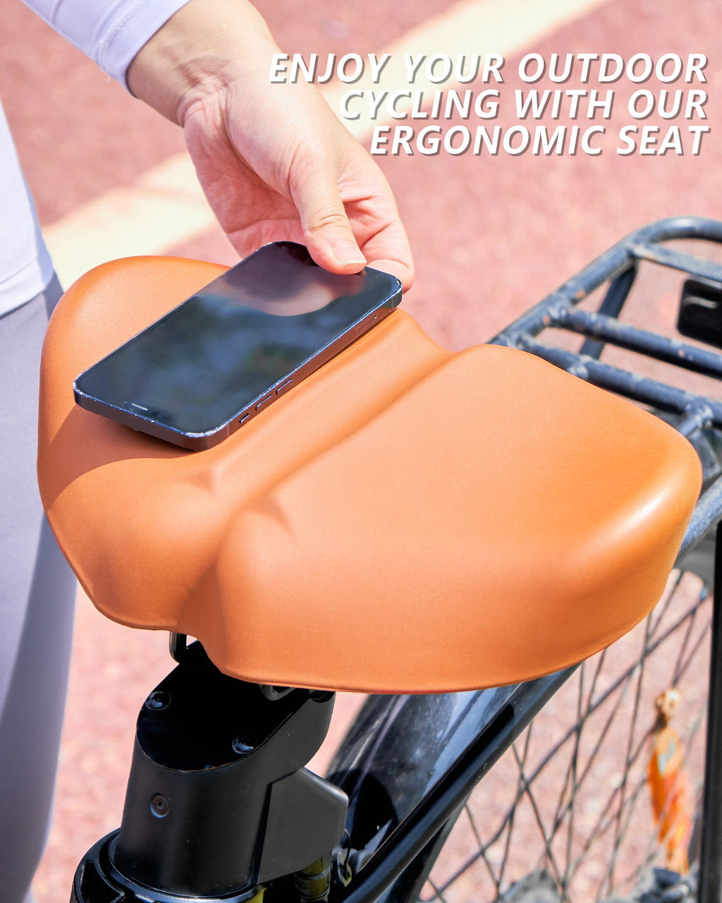 YN 8, Noseless L Bike Seat for Men Women, IPX7 Waterproof, Brown-2