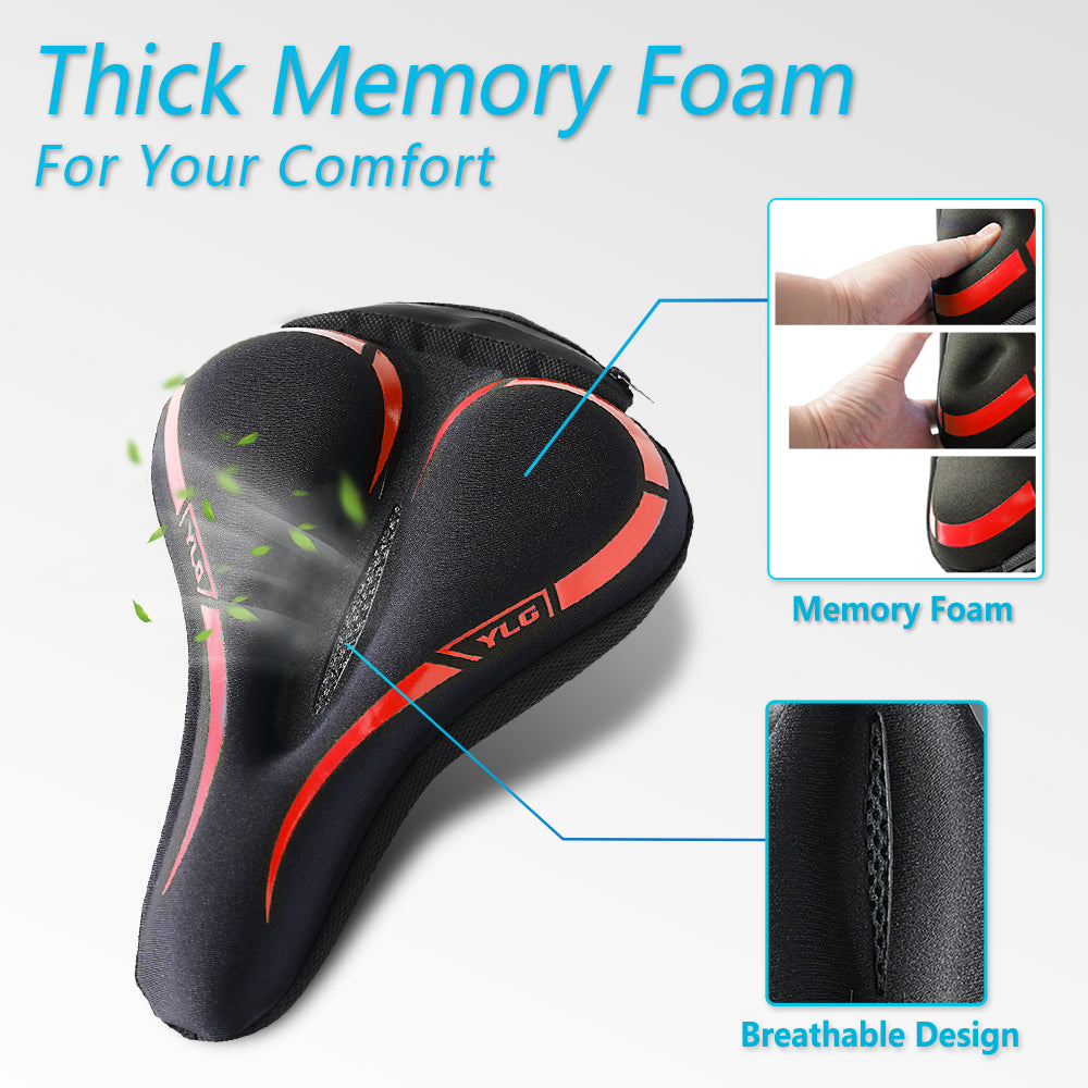 YC 5, YLG Red Memory Foam Bike seat Cover 11" x 7" Red-2
