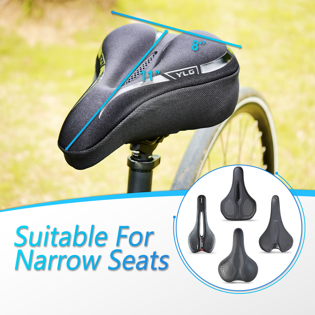 YC 4, YLG Memory Foam Bike seat Cover Black 11" x 7"-3