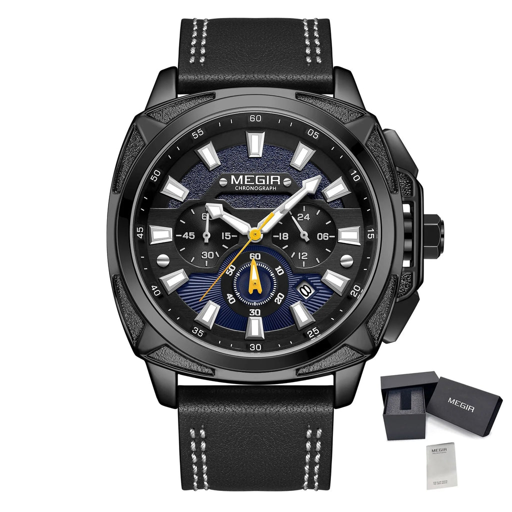 MEGIR Relogio Masculino Watches Men Fashion Leather Band Sports Military Watches Luxury Quartz Business Wristwatch Reloj Hombre 2128-14