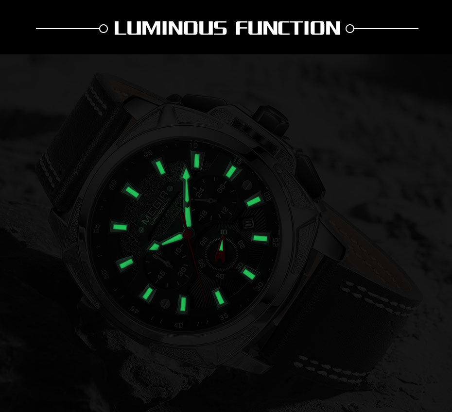 MEGIR Relogio Masculino Watches Men Fashion Leather Band Sports Military Watches Luxury Quartz Business Wristwatch Reloj Hombre 2128-4