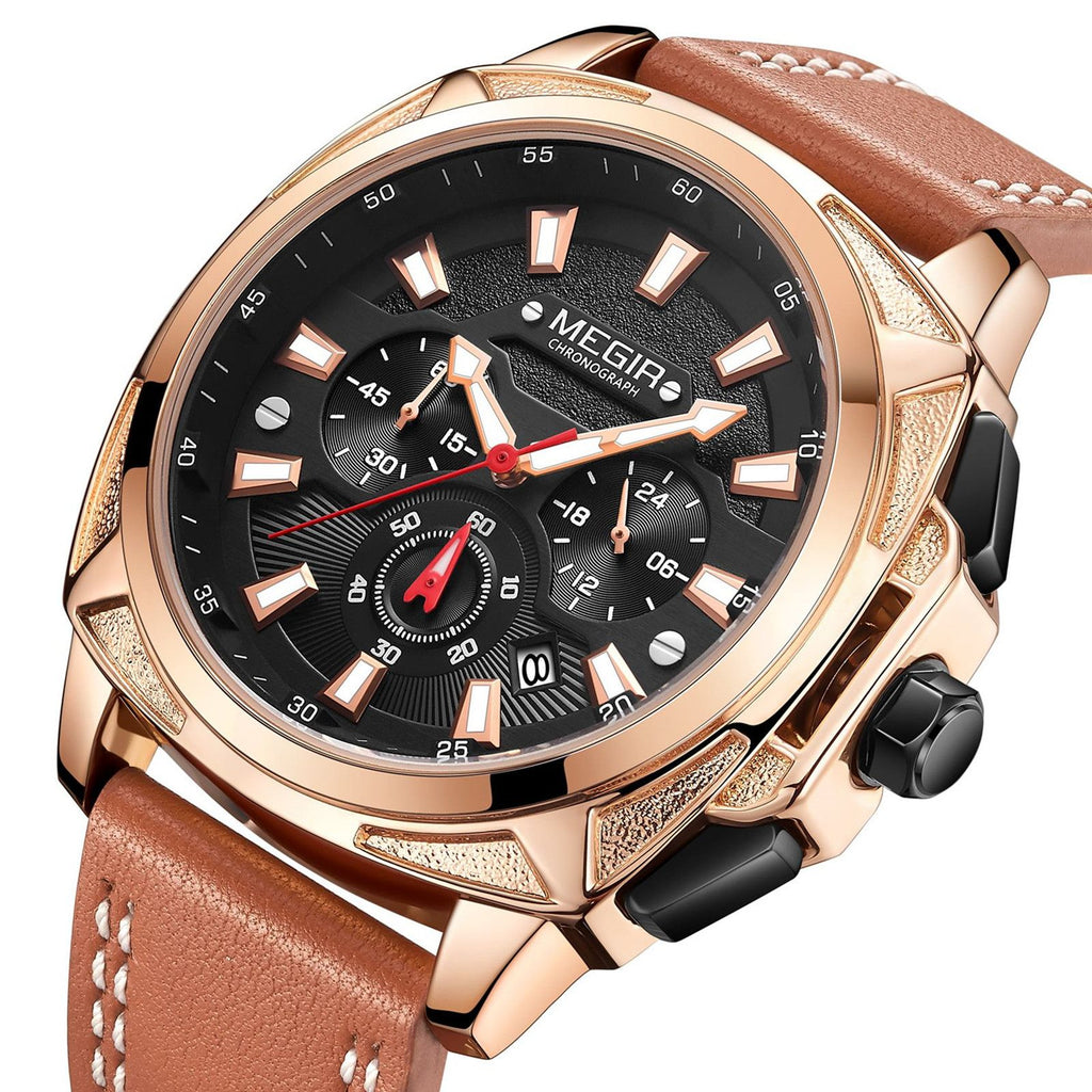 MEGIR Relogio Masculino Watches Men Fashion Leather Band Sports Military Watches Luxury Quartz Business Wristwatch Reloj Hombre 2128-9
