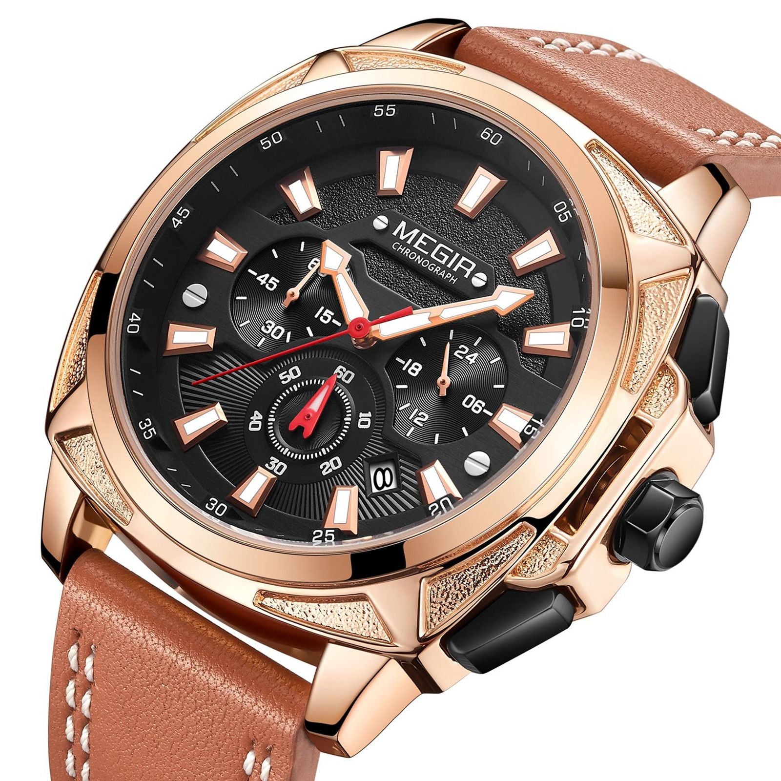 MEGIR Relogio Masculino Watches Men Fashion Leather Band Sports Military Watches Luxury Quartz Business Wristwatch Reloj Hombre 2128-9