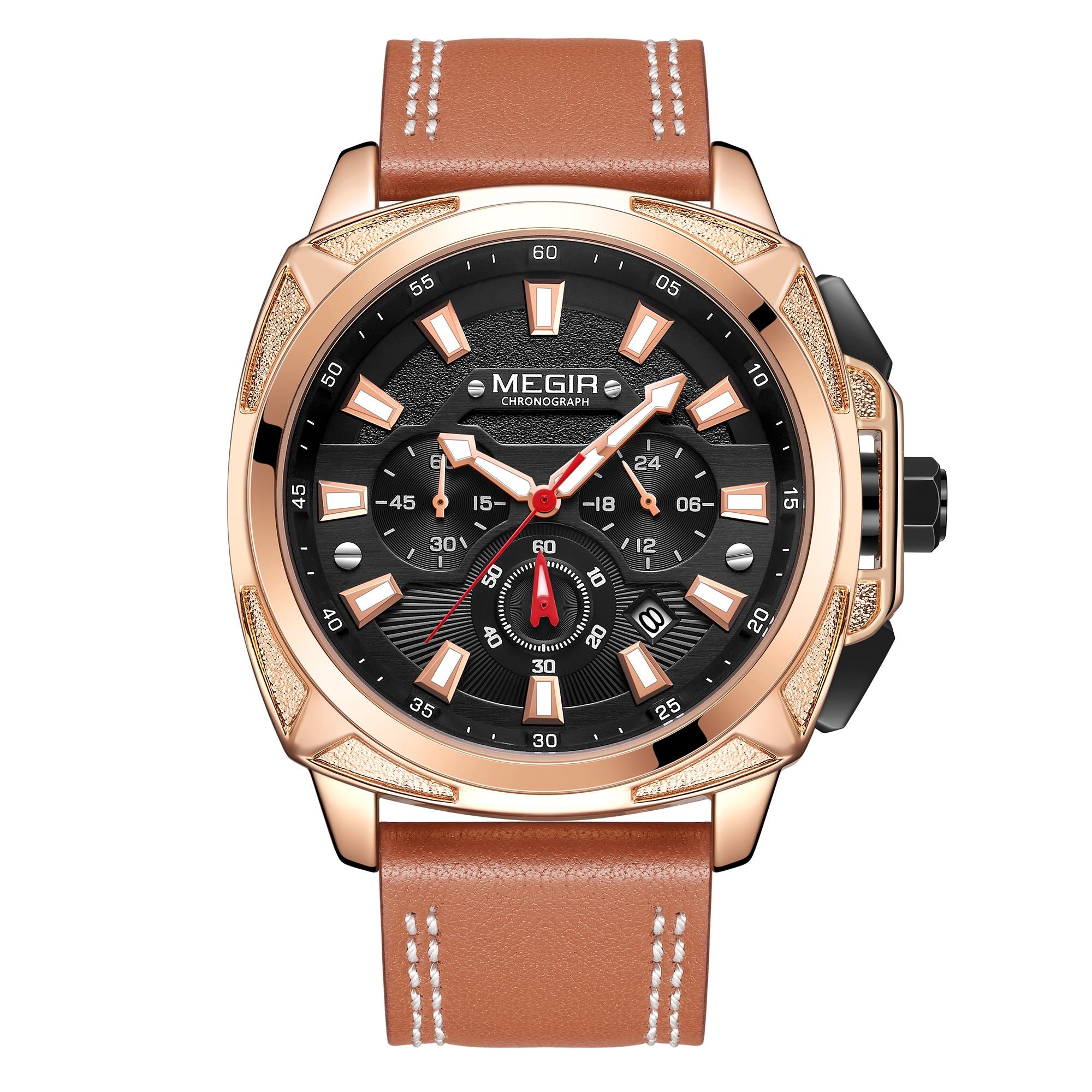 MEGIR Relogio Masculino Watches Men Fashion Leather Band Sports Military Watches Luxury Quartz Business Wristwatch Reloj Hombre 2128-10