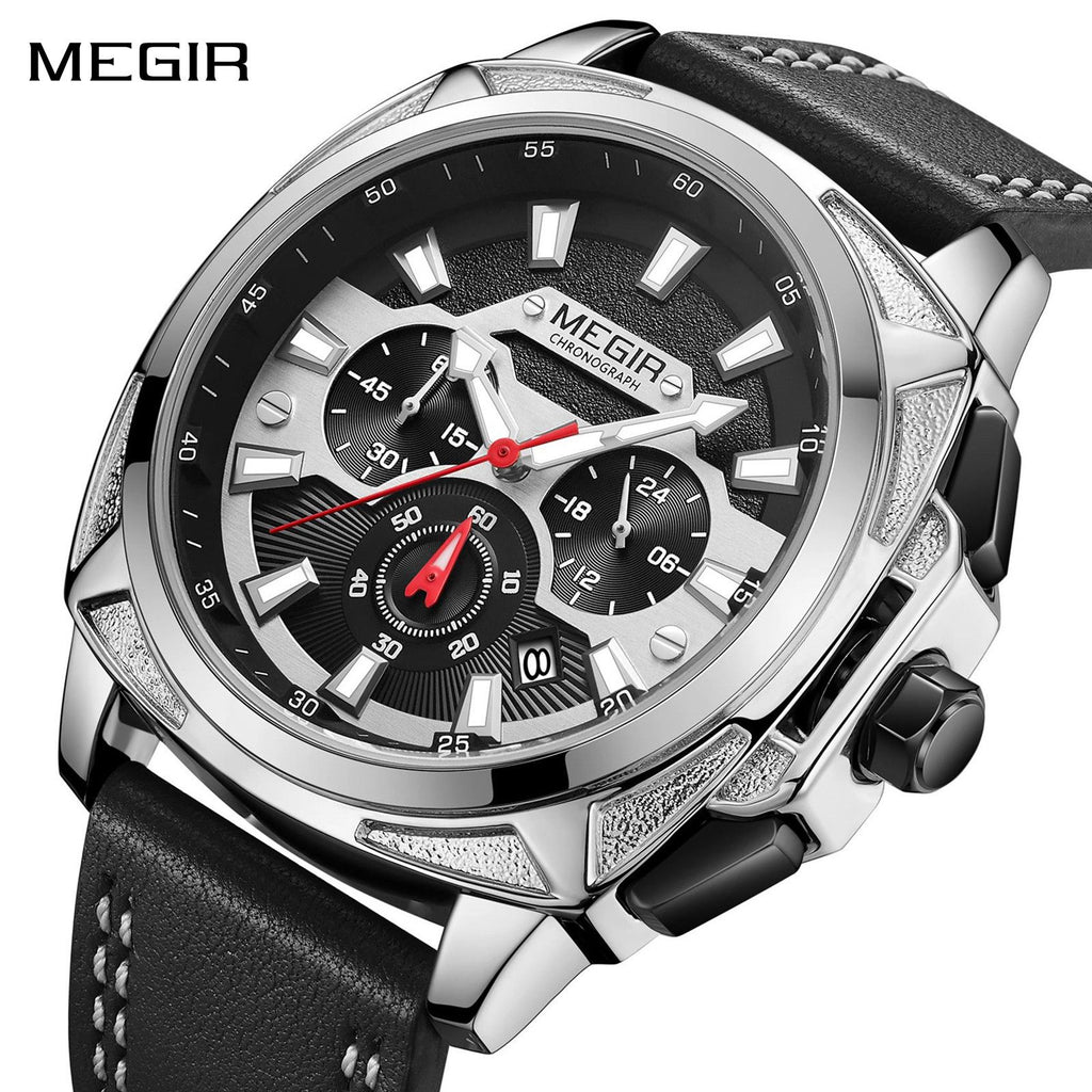 MEGIR Relogio Masculino Watches Men Fashion Leather Band Sports Military Watches Luxury Quartz Business Wristwatch Reloj Hombre 2128-0