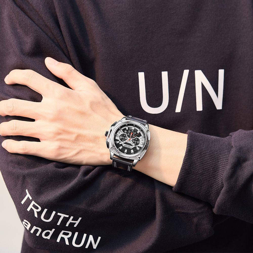 MEGIR Relogio Masculino Watches Men Fashion Leather Band Sports Military Watches Luxury Quartz Business Wristwatch Reloj Hombre 2128-1
