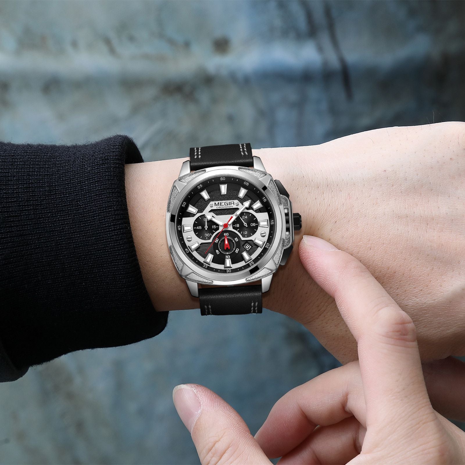 MEGIR Relogio Masculino Watches Men Fashion Leather Band Sports Military Watches Luxury Quartz Business Wristwatch Reloj Hombre 2128-3
