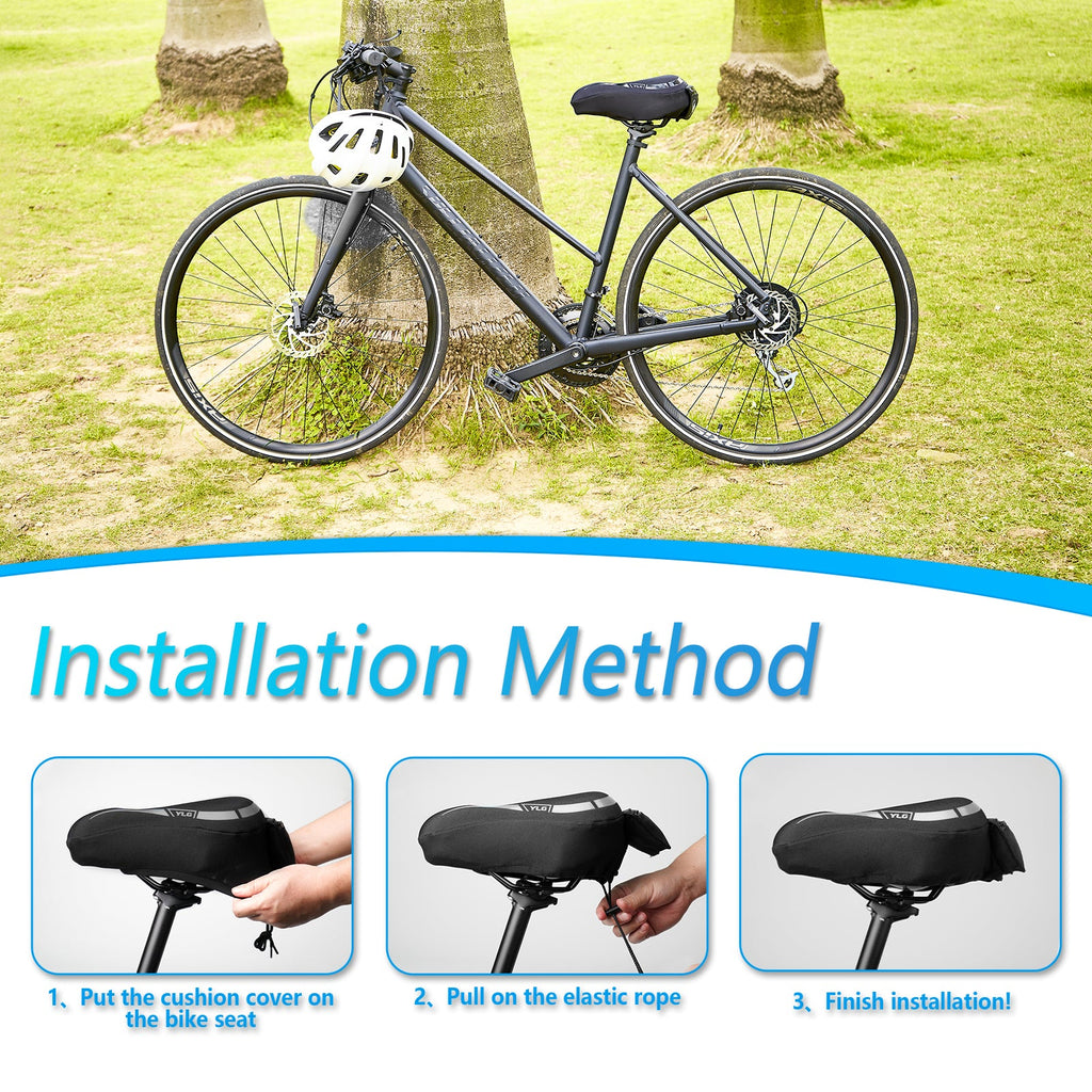 YC 4, YLG Memory Foam Bike seat Cover Black 11" x 7"-4