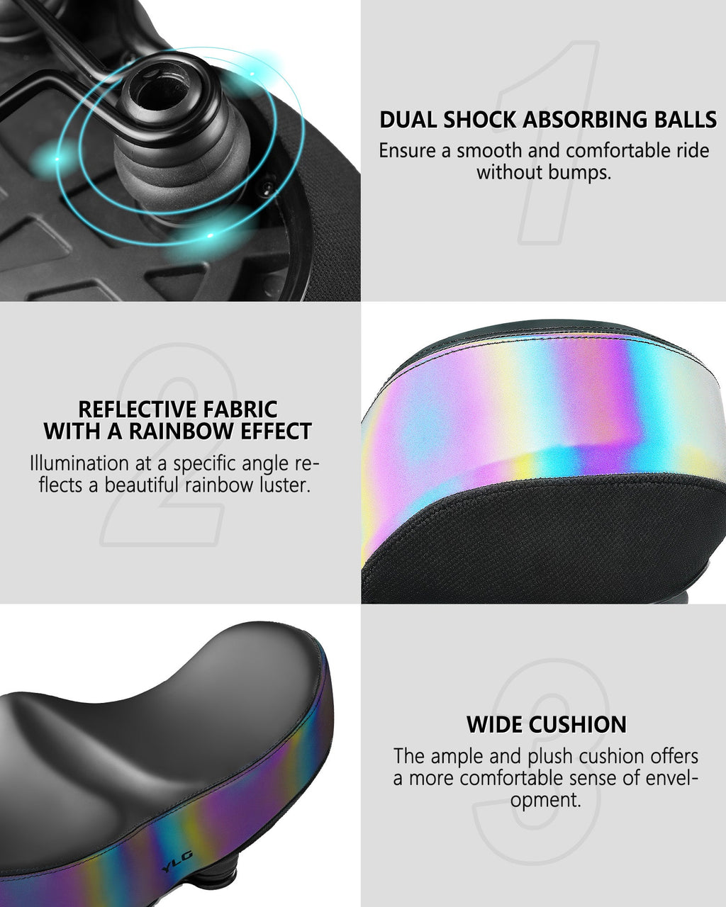 YN 4, Rainbow Noseless XL Plus Bike Seat-4