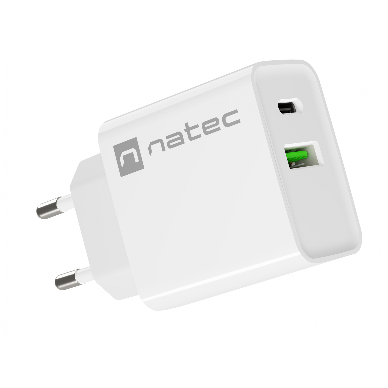 Natec Ribera NUC-2061 USB-C / USB-A Hálózati töltő - Fehér (20W)-0