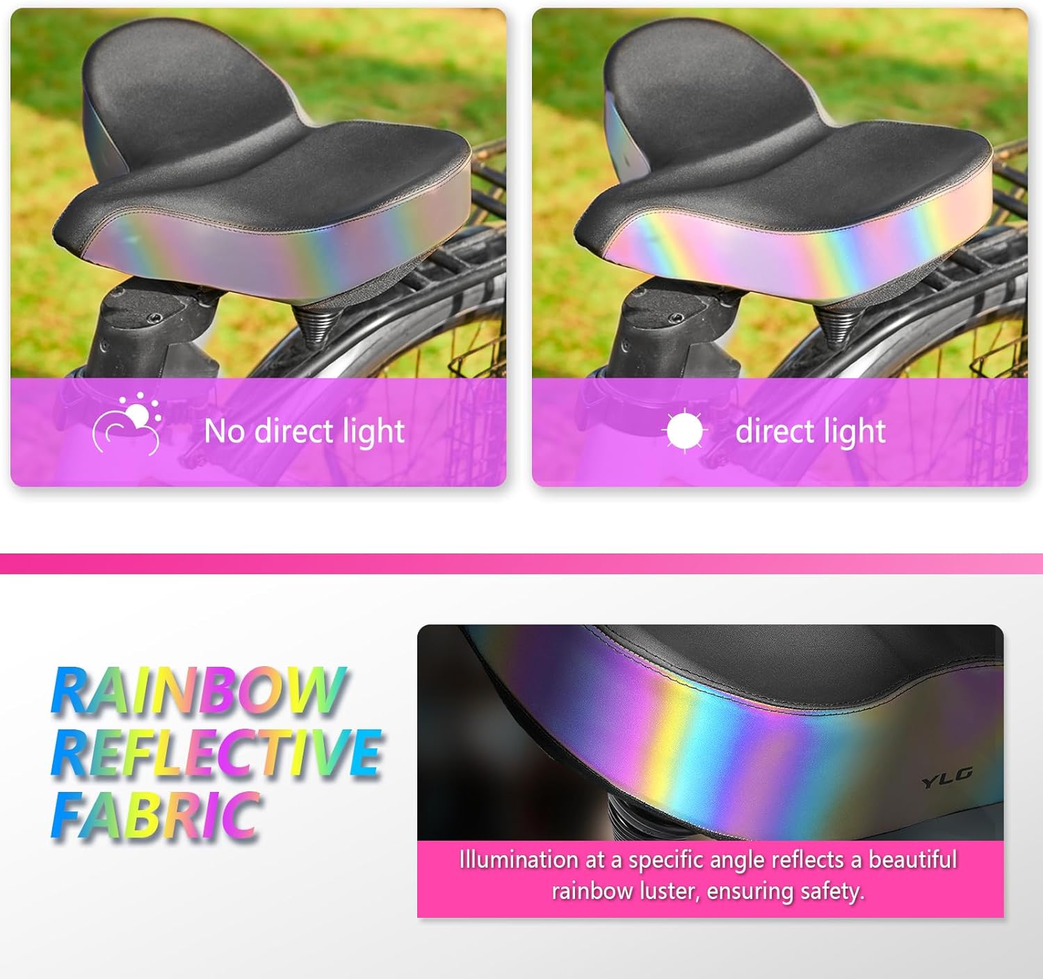 YS 8, YLG Oversized Bike Seat Rainbow Gradient Design-1