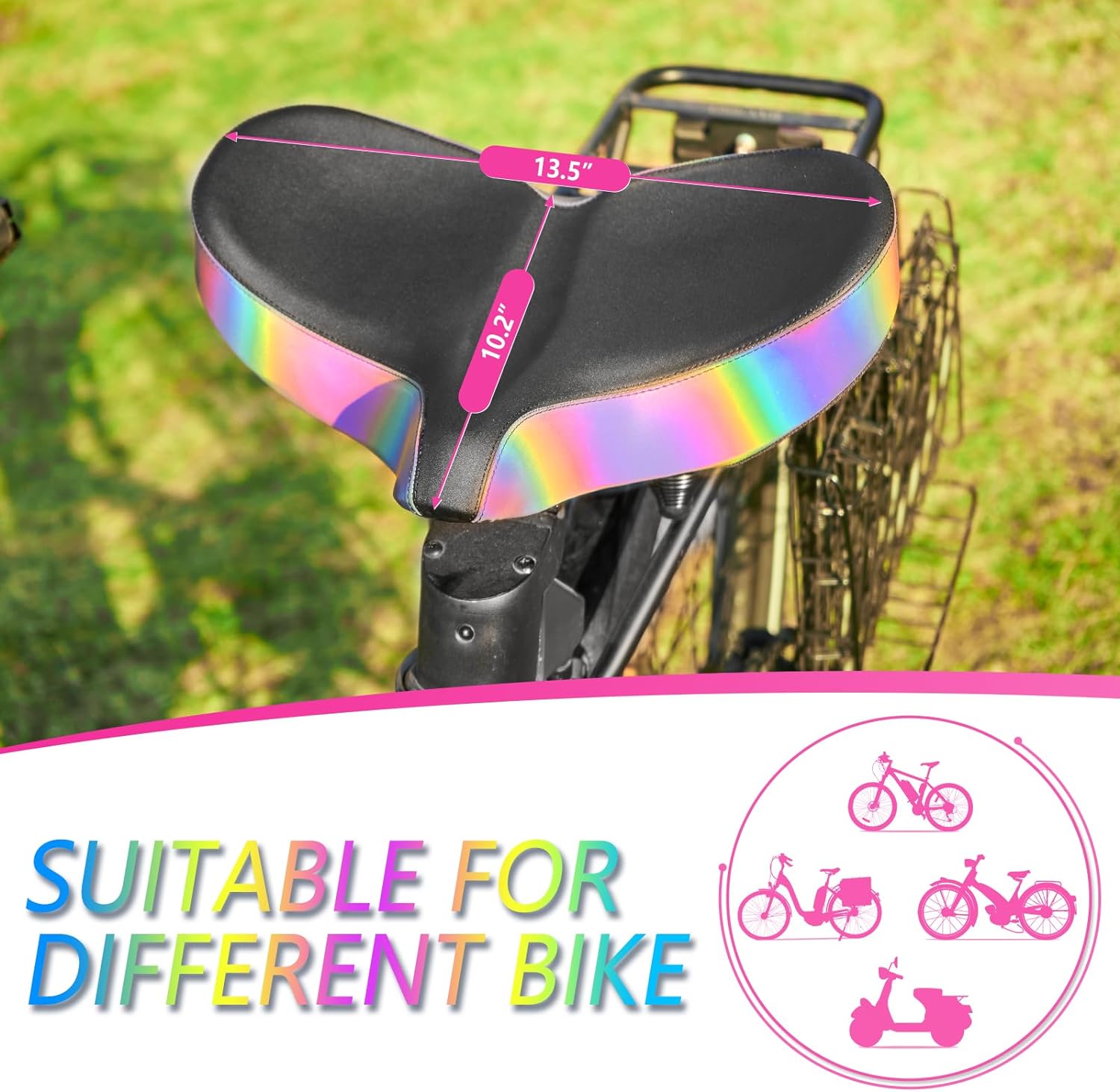 YS 8, YLG Oversized Bike Seat Rainbow Gradient Design-2