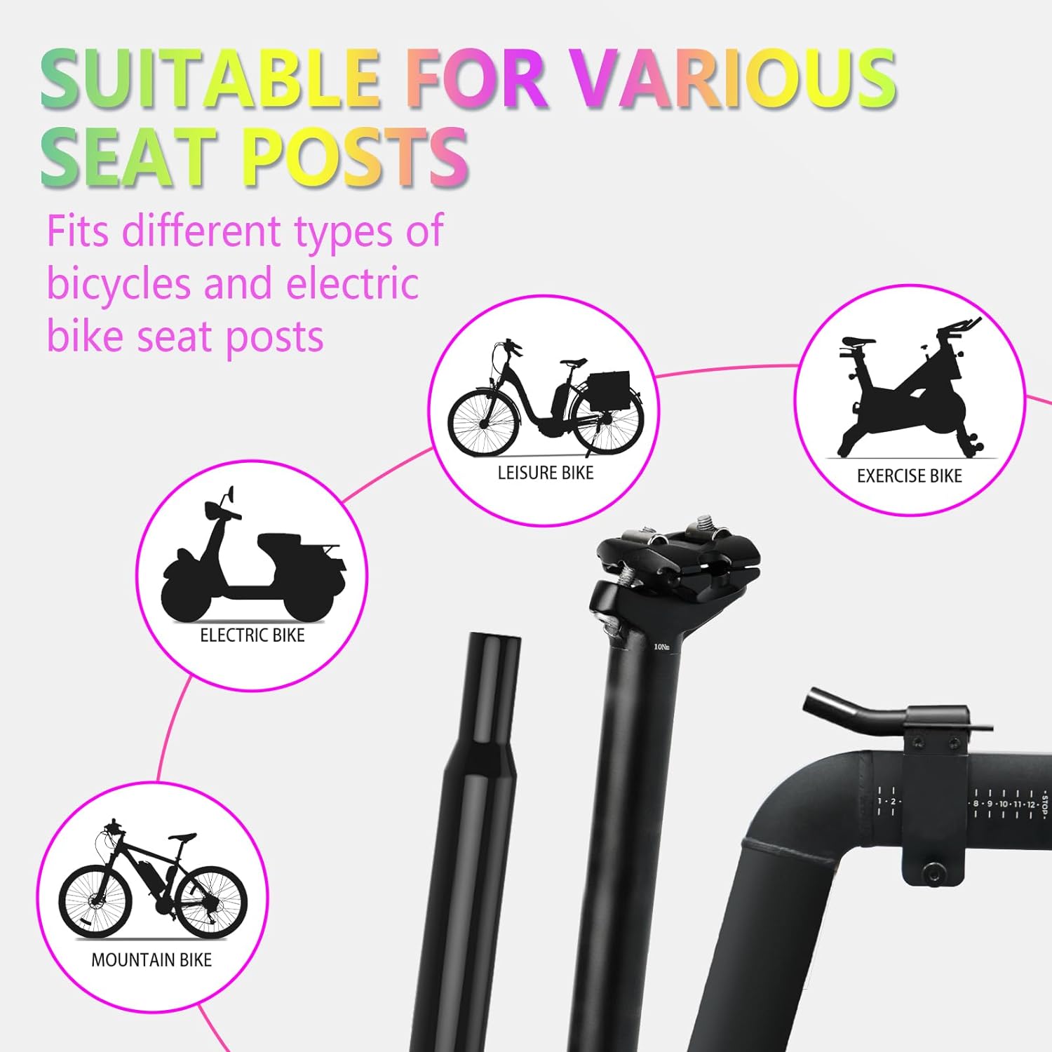 YS 8, YLG Oversized Bike Seat Rainbow Gradient Design-4