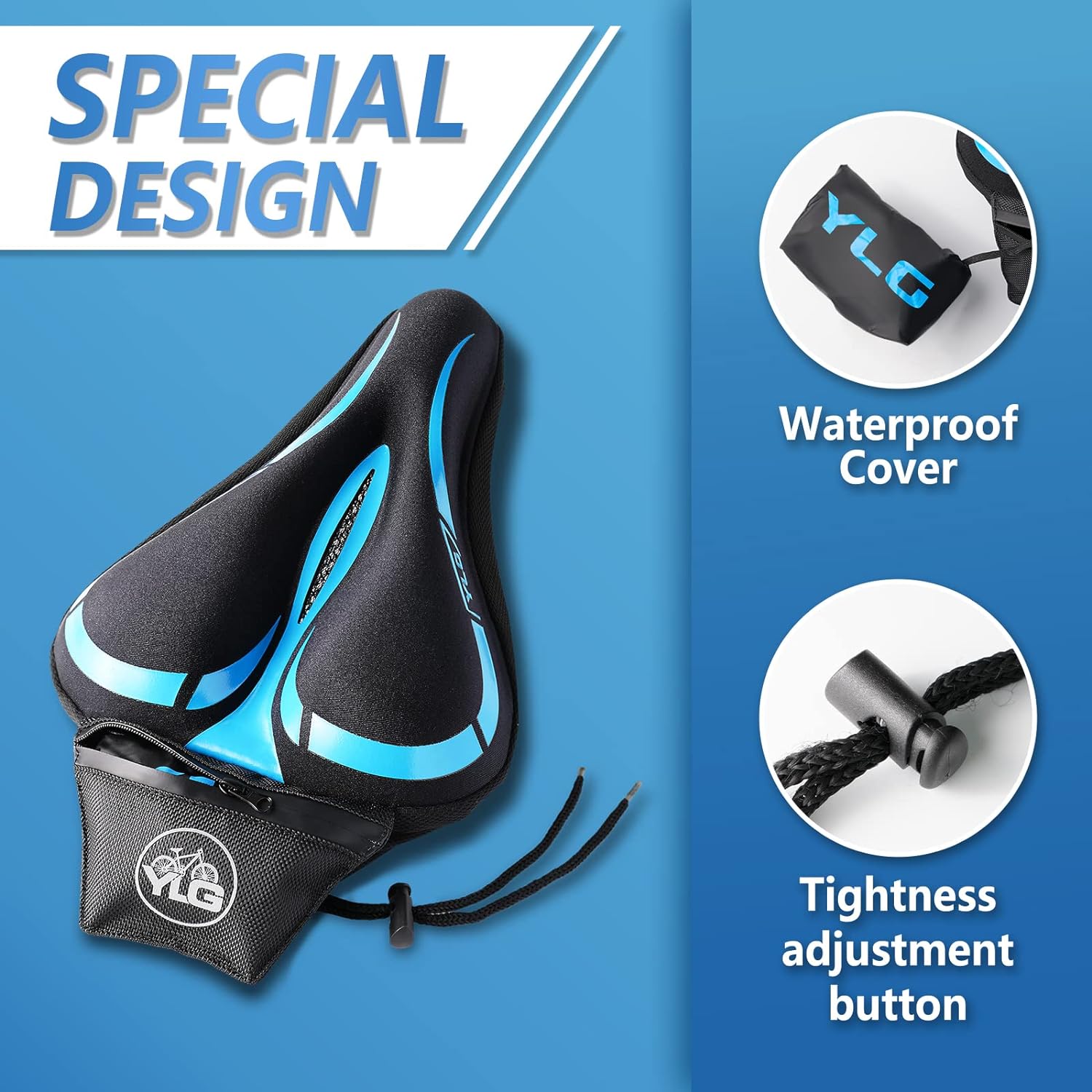 YC 3, YLG Bike Seat Cushion, Memory Foam, 11*8IN-3