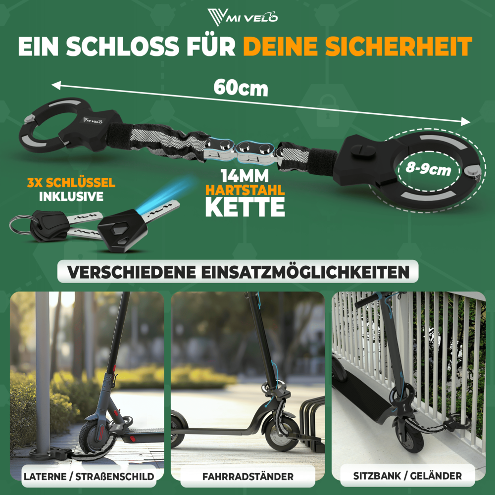 Mivelo Handschellenschloss für E-Scooter & Fahrrad inkl. Lenkertasche-1