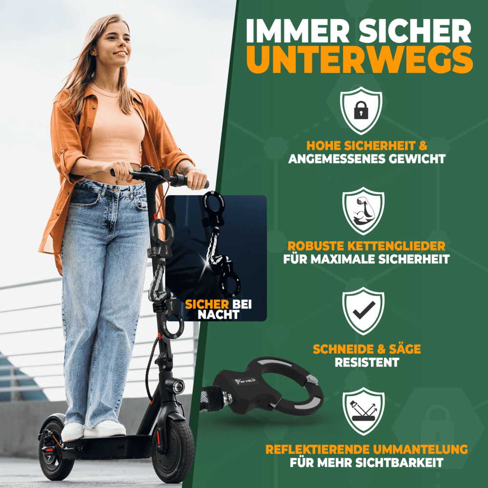 Mivelo Handschellenschloss für E-Scooter & Fahrrad inkl. Lenkertasche-3