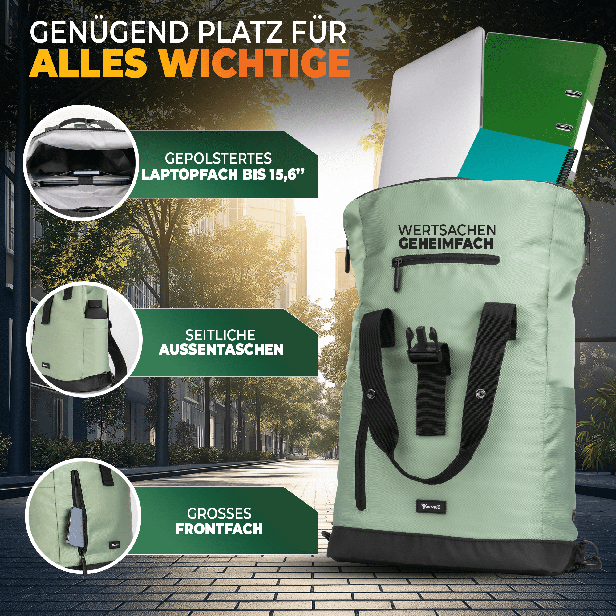 Mivelo Fahrradrucksack "Maya" mit klappbarem Rückenteil-2