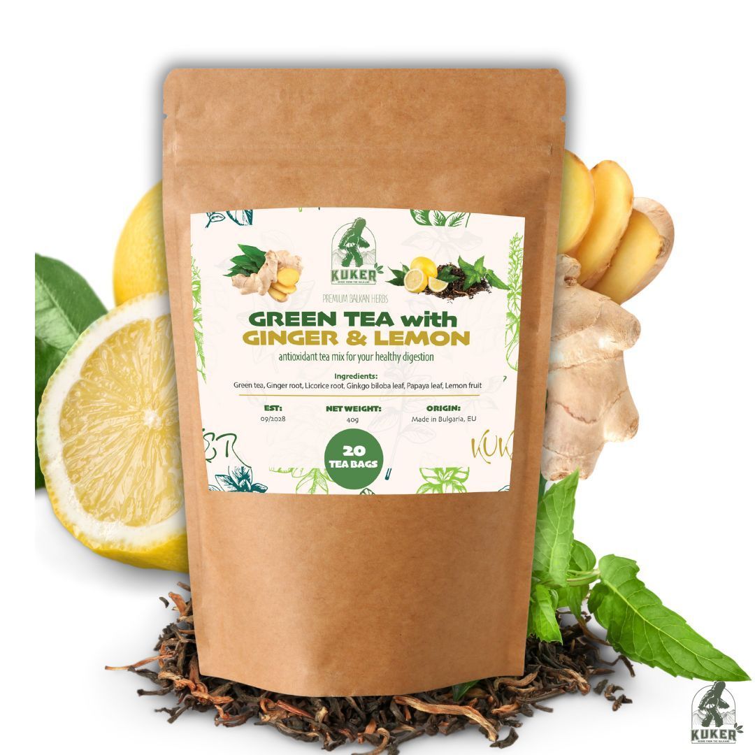 KUKER® Green Tea with Ginger & Lemon 20 Bags | 40g-1