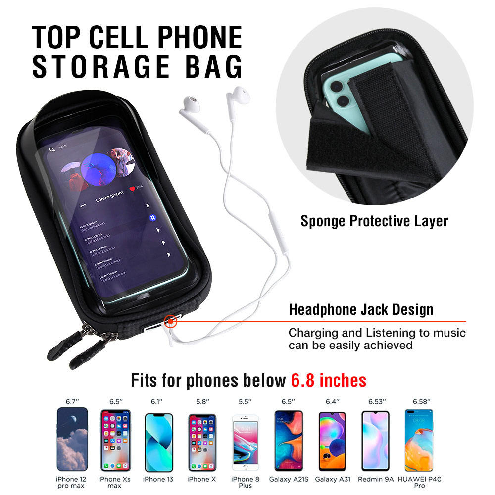 NOOYAH PR009 Top Tube Bike Bag – Waterproof Frame Bag with Phone Holder & Storage-1