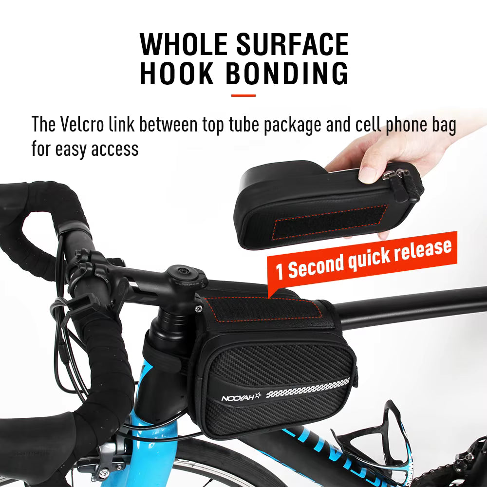 NOOYAH PR009 Top Tube Bike Bag – Waterproof Frame Bag with Phone Holder & Storage-3