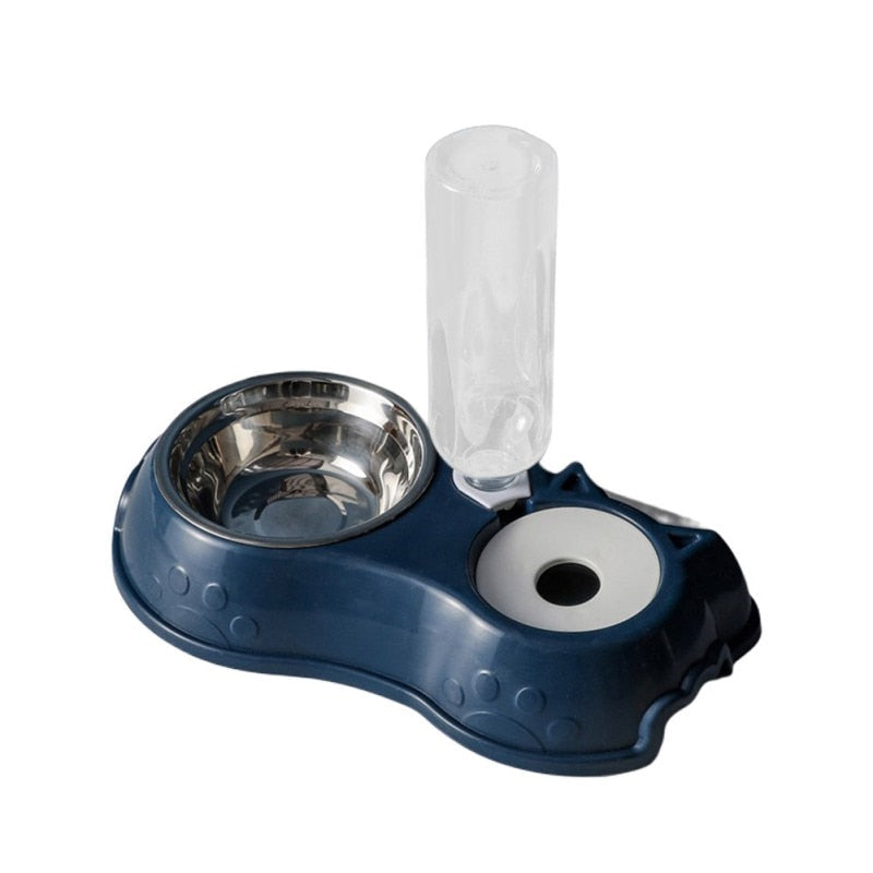 500ML Dog Bowl Cat Feeder Bowl With Dog Water Bottle Automatic Drinking Pet Bowl Cat Food Bowl Pet Stainless Steel Double 3 Bowl-2