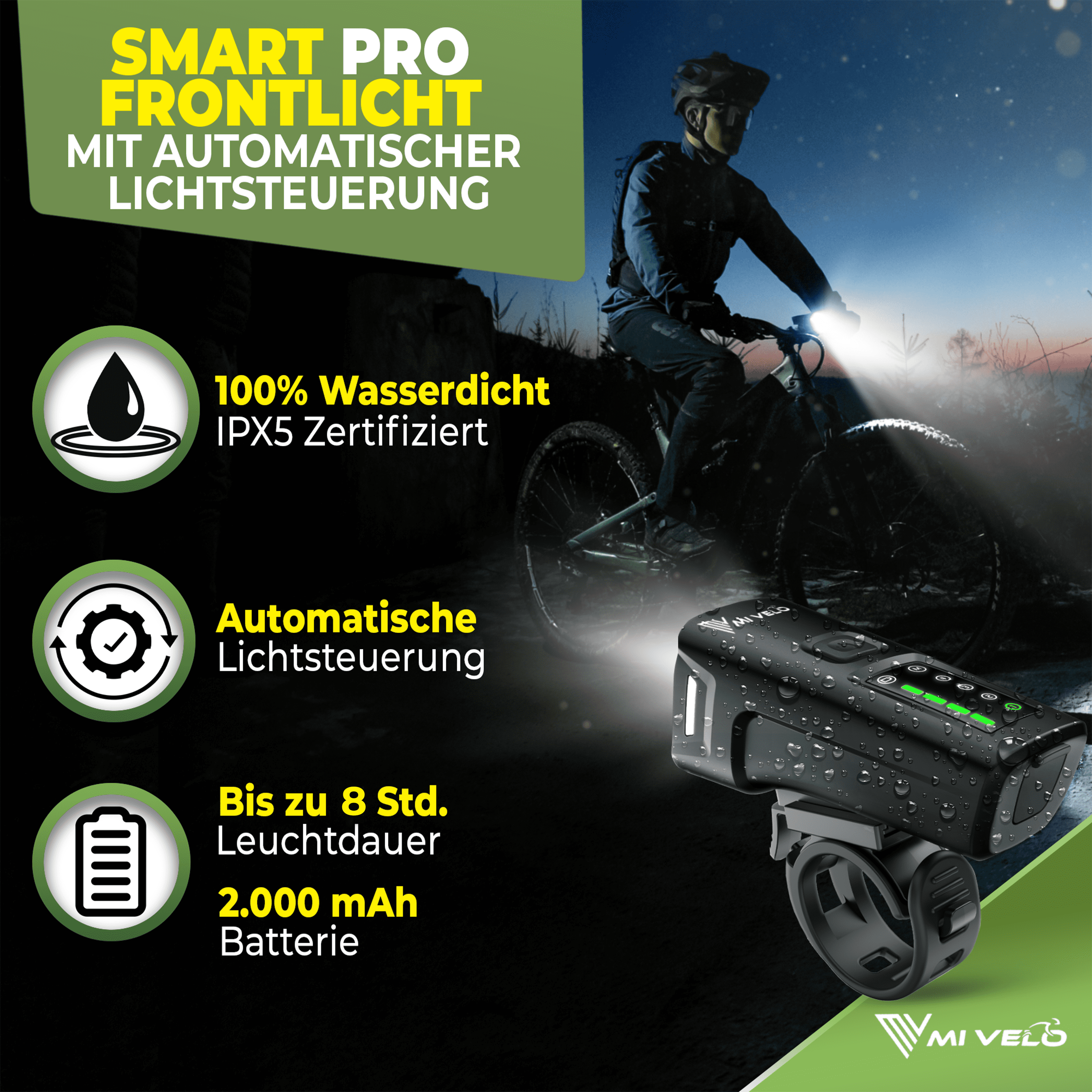 Mivelo Fahrradlicht-Set SMART PRO-2