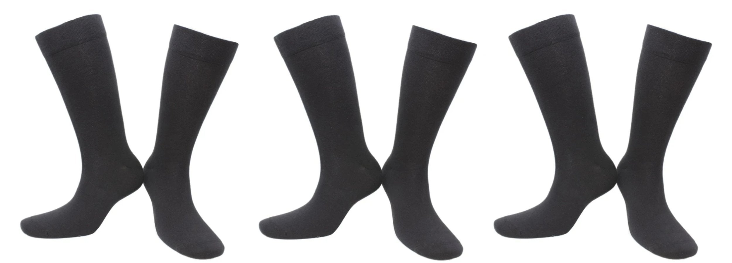 Chaussettes Sans Compression Adaptées aux Diabétiques - Noir (3 paires)-0