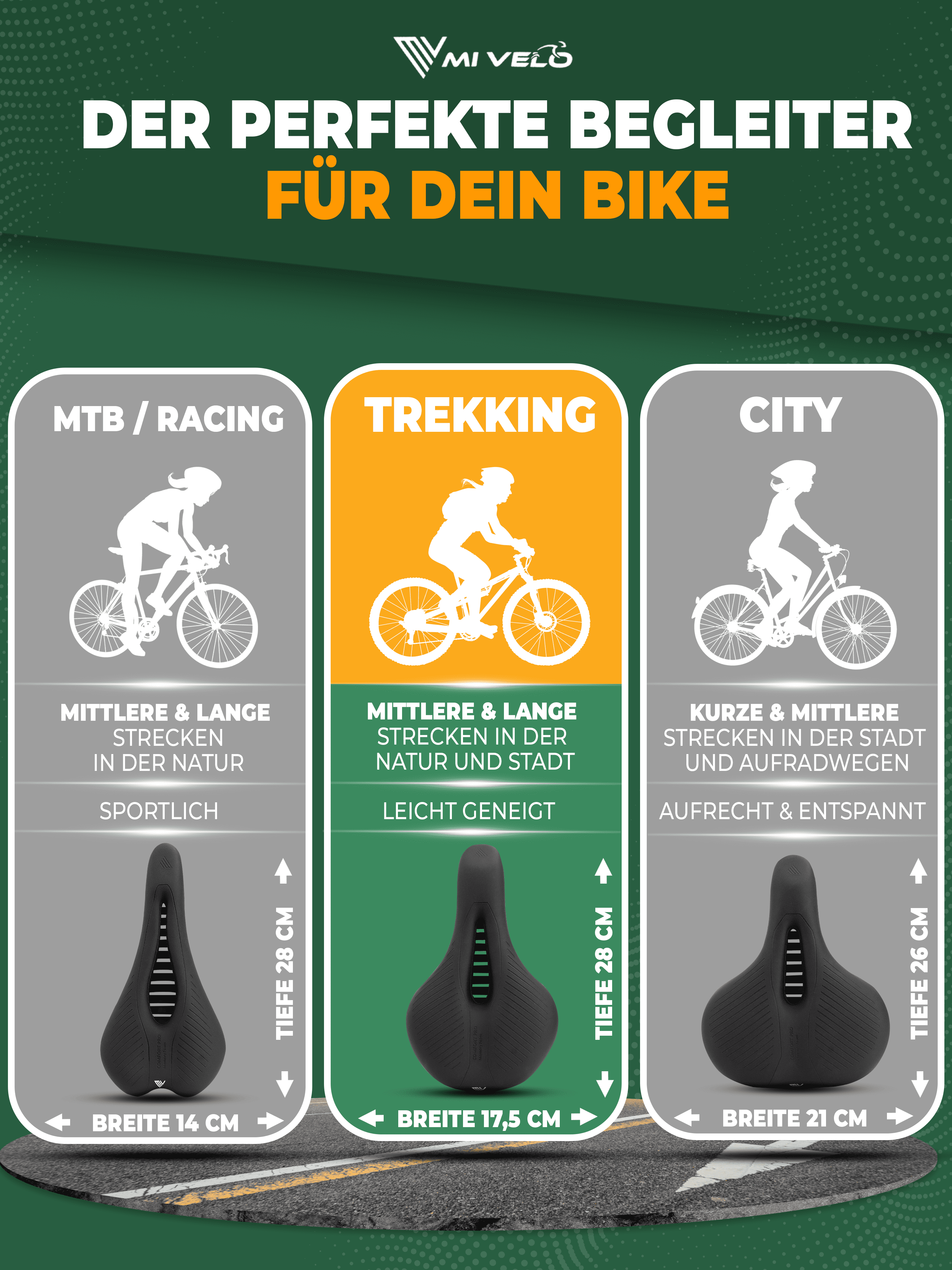 Mivelo Fahrradsattel Trekking Comfort Pro-1