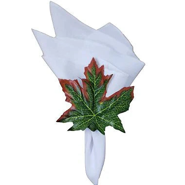 Maison Charlo | Set of 4 Autumn Leaf Green Flower Napkin Rings for thanksgiving, fall and winter decor-0