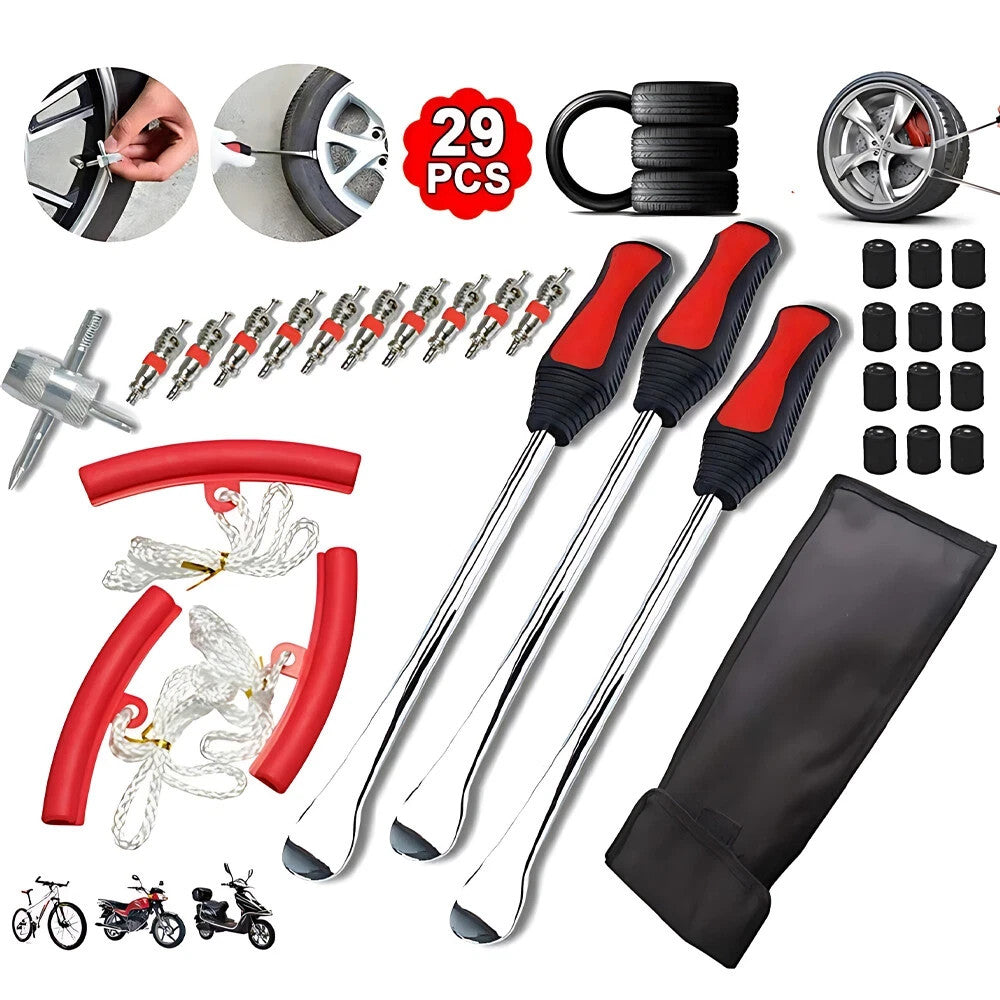 Reifenheber Montierhebel Montiereisen Reifen Kit mit Ventil Scooter Bike Moped-0