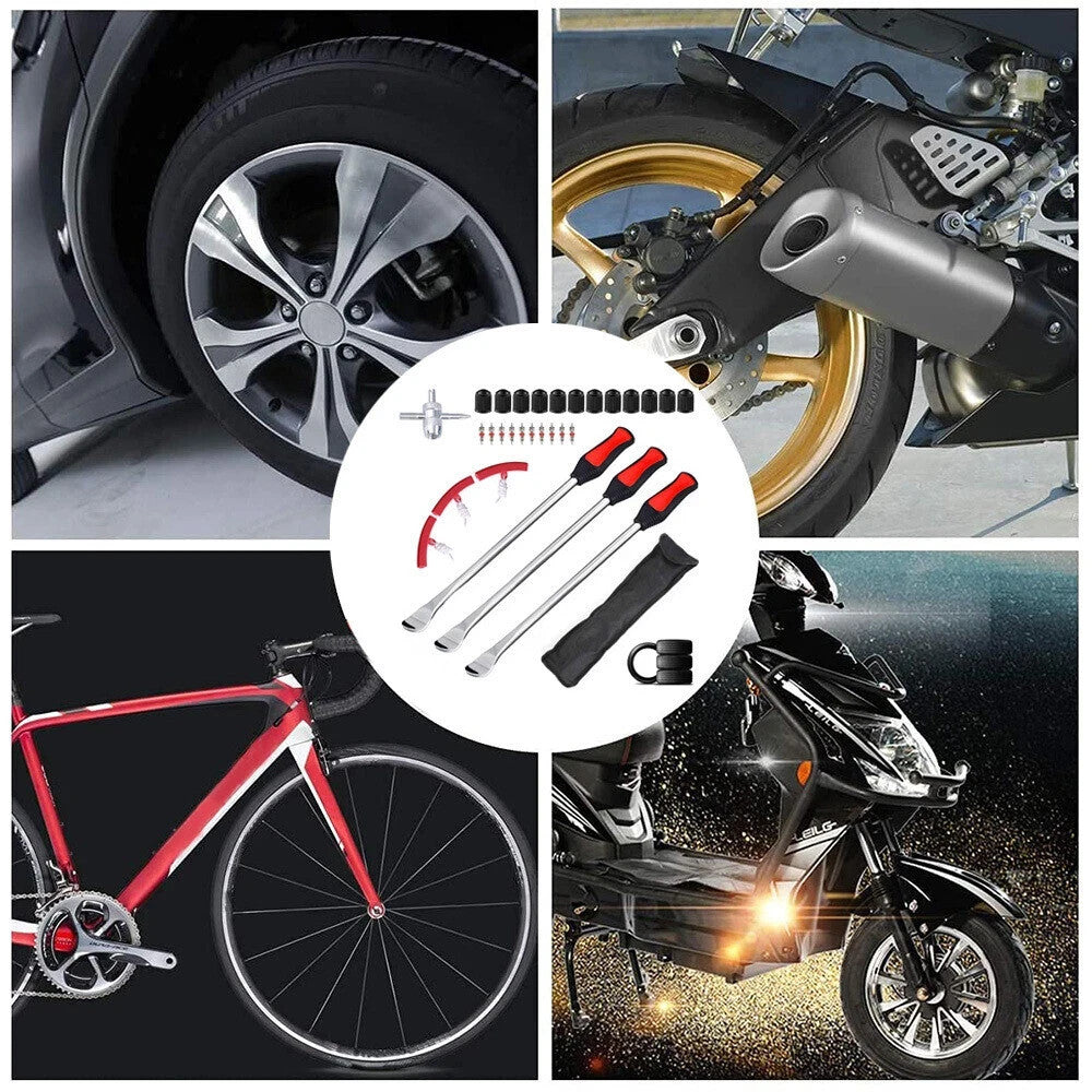 Reifenheber Montierhebel Montiereisen Reifen Kit mit Ventil Scooter Bike Moped-3